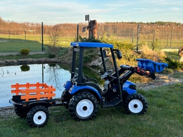 МЕГА Детский трактор аккумуляторный с прицепом D68 Синий 24В 2х200Вт