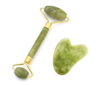 WAŁEK I PŁYTKA Z JADEITU DO MASAŻU TWARZY PUDEŁKO