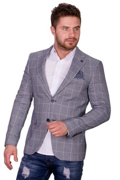 Marynarka męska szara krata 3524-2 fashionmen2 r. 50/ M