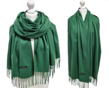 KASZMIROWY SZAL KLASYCZNY SZALIK kaszmir ZIELONY