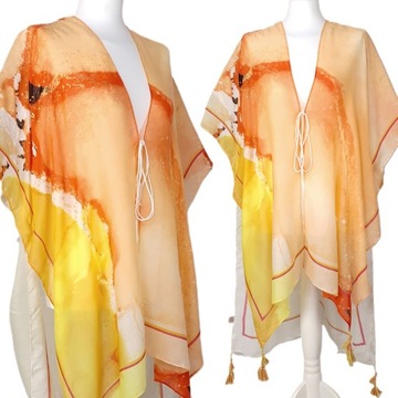 TUNIKA PAREO CHUSTA PLAŻOWA FRĘDZLE BOHO KOLORY