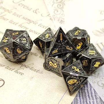 UPADŁY PALADYN ZESTAW 7 METALOWYCH KOŚCI RPG