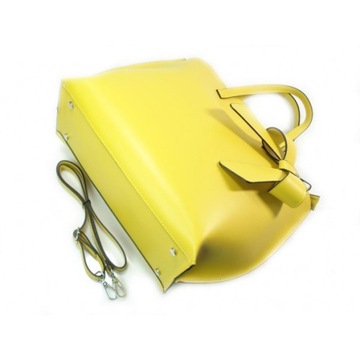 Włoska torebka damska skórzana Shopper Bag A4 Vera Pelle Żółta