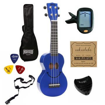 Ukulele Sopranowe Mahalo Uśmiech - Granatowe ZESTAW