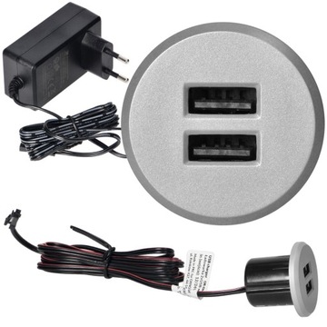 ŁADOWARKA 2x USB DO WBUDOWANIA W BLAT + ZASILACZ