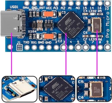 Модуль PRO Micro ATmega32U4, совместимый с Arduino Leonardo USB-C