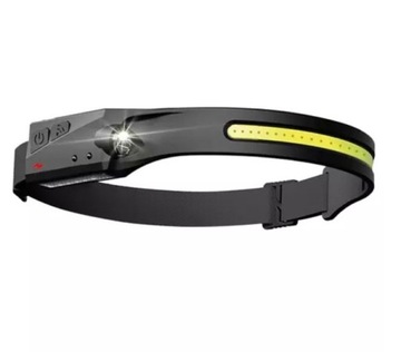 LATARKA CZOŁOWA LED + COB WBUDOWANY AKUMULATOR CZUJNIK RUCHU ŁADOWANIE USB