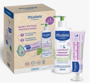 Mustela zestaw do przewijania Liniment 400ml+ krem do przewijania 50ml