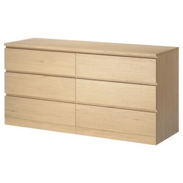 IKEA MALM Komoda 6 szuflad okleina dębowa 160x78cm