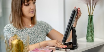 Складное зеркало для макияжа с подсветкой Humanas, увеличительное