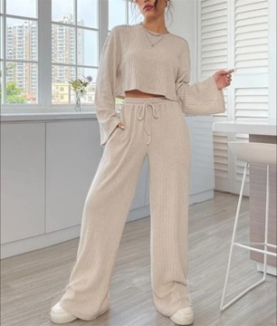 Solid Women Fall Winter Pajamas Set 2Pcs V Neck Lo