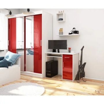 Бело-красный компьютерный стол с 1 ящиком 90 см