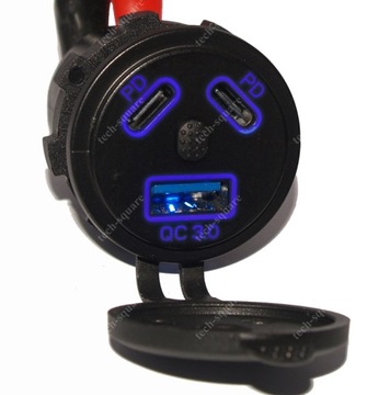 USB-розетка для зарядки QC 3.0 + 2xPD 108 Вт 12 В/24 В