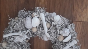 Венок-украшение 36 см, ракушки беленые, новый