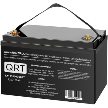 AKUMULATOR 12V 100Ah AGM MOCNY BEZOBSŁUGOWY ZASILANIE AWARYJNE FOTOWOLTAIKA