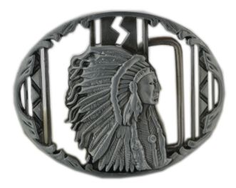 Indianin wódz western klamra do paska stare srebro