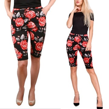RYBACZKI spodenki flowers DUŻE czarny 8226 48 4XL