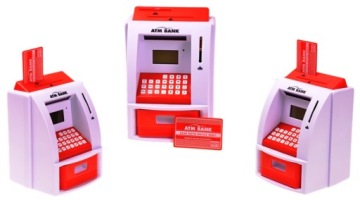 КОПИЛКА Детский Сейф АТМ С КОНВЕРТЕРОМ КАРТ НА ПОЛЬСКИЕ