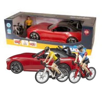Bruder 03485 Auto Roadster z figurką i rowerem