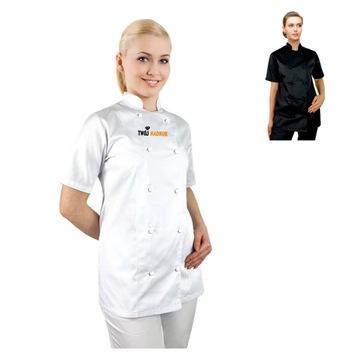 Bluza Kucharska Kitel Krótki Rękaw Damska Nadruk lub Haft Kolory XS-XXL