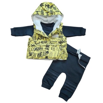 Komplet niemowlęcy 80 z kamizelką dres 3cz 9-12m
