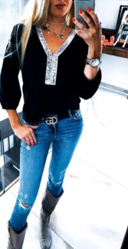 . ЭЛЕГАНТНАЯ СВОБОДНАЯ БЛУЗКА больших размеров С ПАЙЕТКАМИ 48