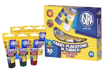 Astra farby plakatowe w tubce 30ml 6 kolorów