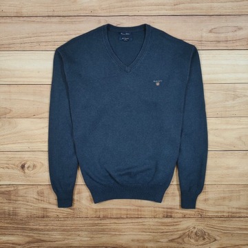 GANT Sweter Premium Cotton V- Neck Męski Logo r. XL