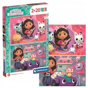 Puzzle Koci Domek Gabi 2x20 Super Kolor Gabby's Dollhouse