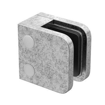 Uchwyt do szkła 45 x 45 mm, dla profilu, ZAMAK, w zestawie gumki do szkła