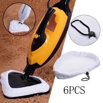 6 sztuk fibrowej podkładki czyszczącej do parowca, pochłaniająca wodę, wielokrotnego użytku, trwała podłoga