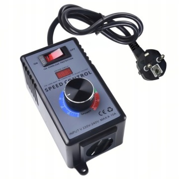 Регулятор скорости двигателя 230 В в корпусе с розеткой 2400 Вт