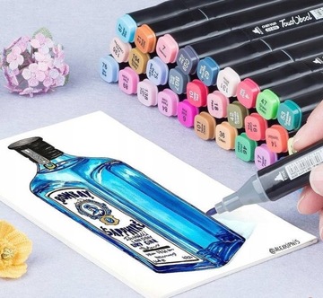 МАРКЕРЫ, ТРИПСЫ, АЛКОГОЛЬНЫЕ РУЧКИ, ДВУХСТОРОННИЕ, ПРОФЕССИОНАЛЬНЫЙ НАБОР 80х80ШТ + СУМКА