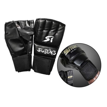 Rękawice bokserskie MMA Half Finger z jednym palcem i regulacją dla dzieci w kolorze czarnym