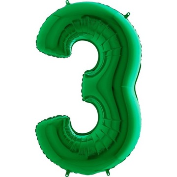 Cyferka Cyfra 3 Trzy 100 Cm Balon Zielony