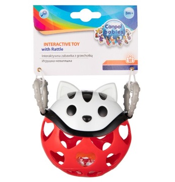 CANPOL BABIES ZABAWKA GRZECHOTKA PIŁKA KOTEK +3m