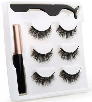 МАГНИТНЫЕ РЕСНИЦЫ 3X ДЛИННЫЕ + ПИНЦЕТ + ПОДВОДКА ДЛЯ ГЛАЗ