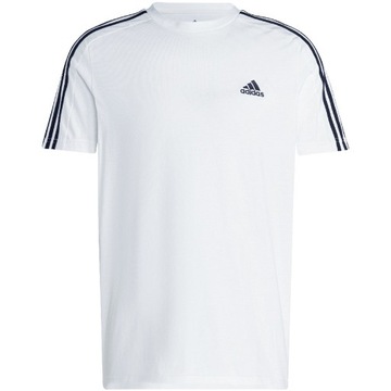 Koszulka męska adidas essentials single jersey 3-stripes tee biała ic9336