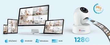 ЭЛЕКТРОННАЯ PTZ-КАМЕРА «НЯНЯ» WIFI ДОМАШНЯЯ IP 2,5K 4MP ВНУТРЕННЯЯ PTZ-КАМЕРА