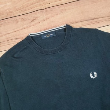 FRED PERRY Sweter Męski Granatowy Logowany r. L