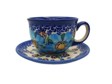 FILIŻANKA ZE SPODKIEM-CERAMIKA BOLESŁAWIEC