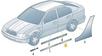 LIŠTA OCHRANA DVEŘE ZADNÍ PRAVÁ SKODA OCTAVIA II 1Z