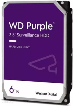 Dysk Twardy 6TB WD64PURZ WD Purple DO REJESTRATORA MONITORINGU CCTV 24/7