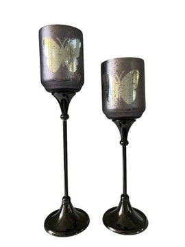 ŚWIECZNIK METAL SZKŁO 44 CM