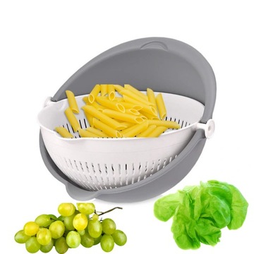 CEDZAK Z MISKĄ DURSZLAK SITKO 25 cm ZESTAW 2w1 DO WARZYW MAKARONU FREE BPA