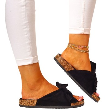 ТАПОЧКИ ЖЕНСКИЕ С БАНТОМ, ПРОФИЛЬНЫЕ, УДОБНЫЕ, ЧЕРНЫЕ