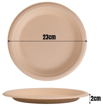 ТАРЕЛКИ ИЗ САХАРНОГО Тростника КРУГЛЫЕ ОДНОРАЗОВЫЕ БУМАЖНЫЕ ТАРЕЛКИ 23см 50x