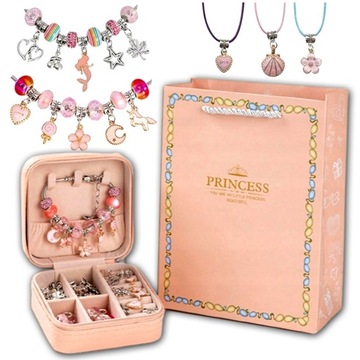 НАБОР ДЛЯ ИЗГОТОВЛЕНИЯ БРАСЛЕТОВ УКРАШЕНИЙ ПОДВЕСКИ БУСЫ ПОДАРОЧНАЯ КОРОБКА