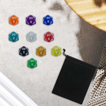 10 sztuk kości wielościennych gra imprezowa, lekkie, przezroczyste kostki
