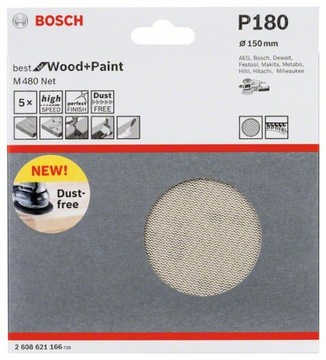 BOSCH 5szt krążek siatka ścierna rzep 150mm gr 180